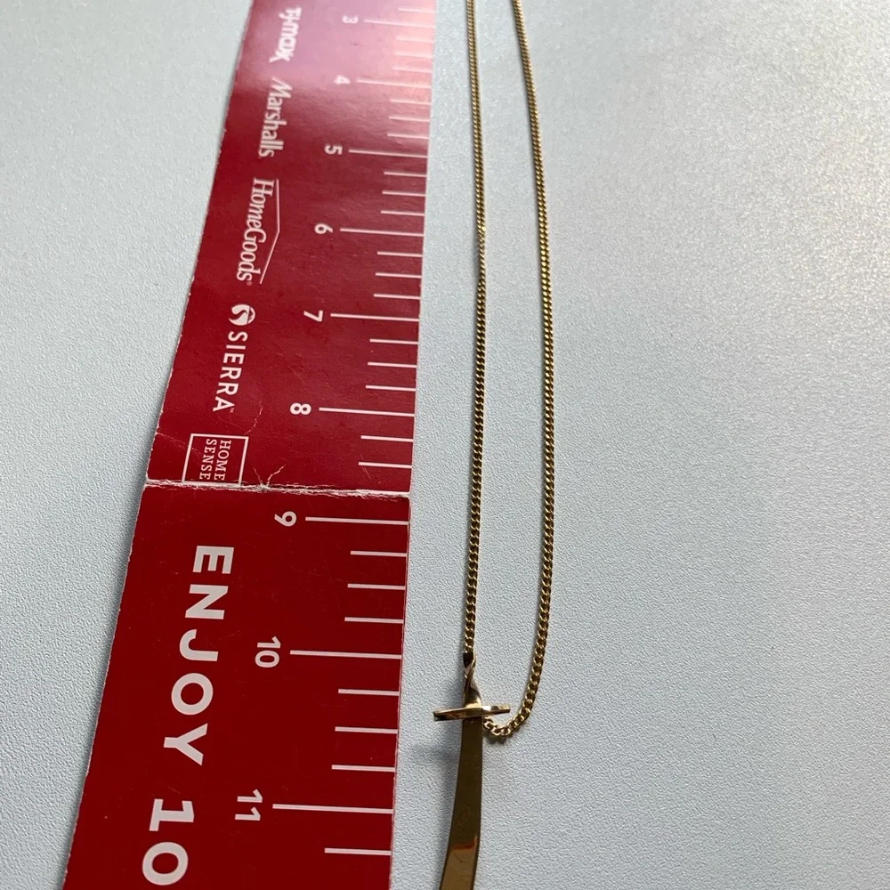 12K Gold Filled Geometric Blade Pendant Necklace
